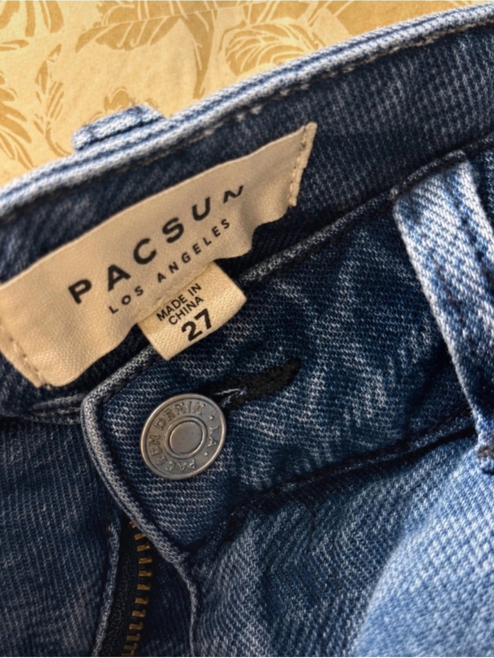 PacSun Blue Plaid Denim Mini Skirt with Frayed Hemline - Picture 3 of 4
